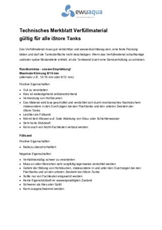 Merkblatt Verfüllmaterial iStore Tanks